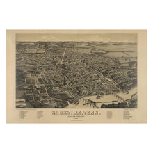 Load image into Gallery viewer, Digitally Restored and Enhanced 1886 Knoxville Tennessee Panorama - Bird's Eye View Knox County Cityscape - Gilded Age Aerial - Archival Print
