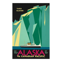 Cargar imagen en el visor de la galería, Digitally Restored and Enhanced 1910 Alaska Taku Glacier Steamship Travel Poster - Golden Age Ocean Liner Voyage - Juneau Inside Passage Cruise Tourism Art
