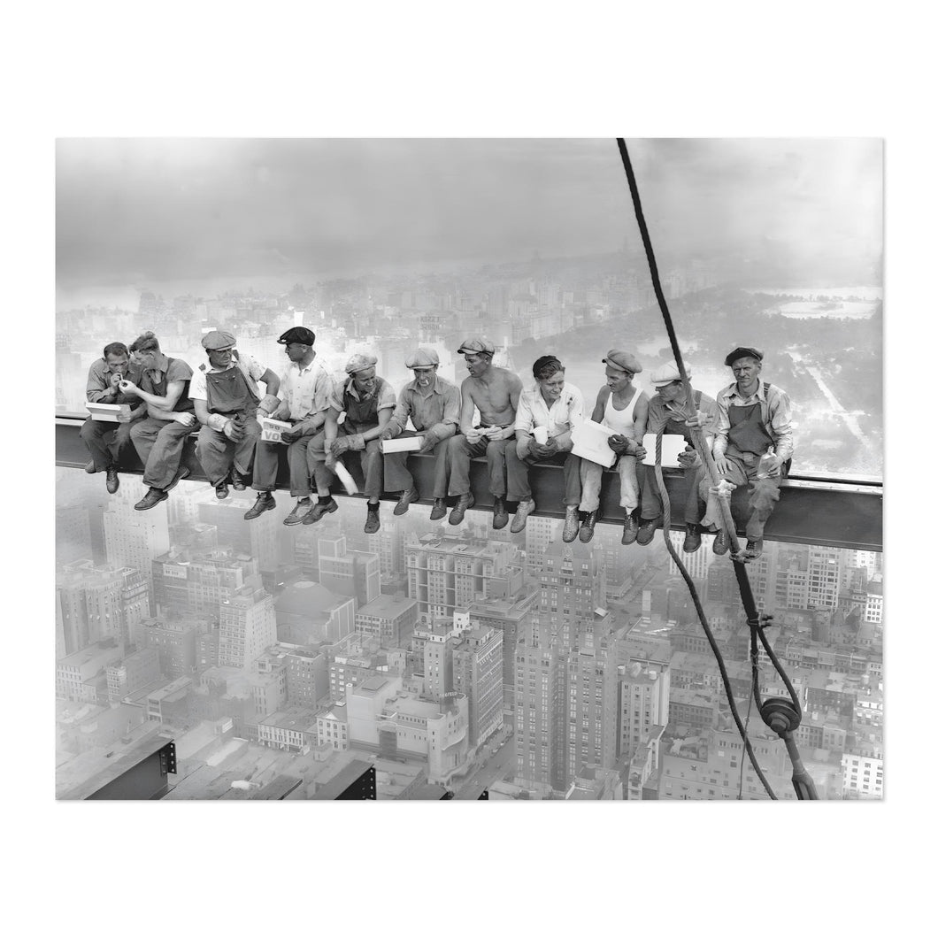 Digitally Restored and Enhanced 1932 Lunch Atop A Skyscraper Photo Print - Vintage Photo of Eleven Ironworkers Having Lunch Atop A Skyscraper Wall Art