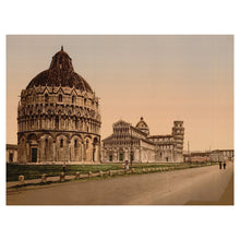 Cargar imagen en el visor de la galería, Digitally Restored and Enhanced 1890 Pisa Cathedral Square Italy Print - Photochrom Leaning Tower Piazza dei Miracoli Tuscany - Victorian Era - Archival Print
