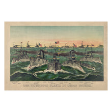 Load image into Gallery viewer, Digitally Restored and Enhanced 1898 Our Victorious Fleets in Cuban Waters Print - Currier Ives Spanish American War Navy - Santiago - Archival Print
