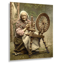 Load image into Gallery viewer, Digitally Restored and Enhanced 1890 Irish Spinner Spinning Wheel Print - County Galway Ireland Traditional Craft - Victorian Rural - Archival Print
