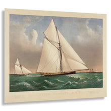 Cargar imagen en el visor de la galería, Digitally Restored and Enhanced 1885 Cutter Genesta Print - Currier Ives Yacht Racing Royal Squadron Gilded Age Maritime - British Sail - Archival Print
