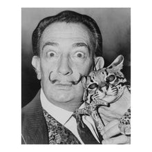 Load image into Gallery viewer, Digitally Restored and Enhanced 1965 Salvador Dali Photo - Surrealist Artist with Ocelot - St Regis Hotel New York Portrait - Archival Print
