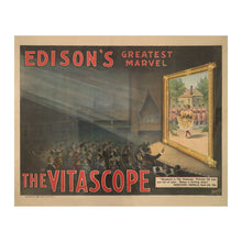 Load image into Gallery viewer, Digitally Restored and Enhanced 1896 Edison Vitascope Poster - Early Cinema Motion Picture - Victorian Film History Invention - Archival Print
