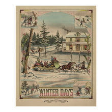 Load image into Gallery viewer, Digitally Restored and Enhanced 1881 Victorian Winter Print - Winter Days Chromolithograph - Gilded Age Seasonal Landscape - Archival Print
