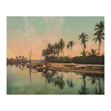 Load image into Gallery viewer, Digitally Restored and Enhanced 1900 Miami River Print - Florida Sunset Palm Trees - Tropical Paradise Detroit Photochrom Tourism - Archival Print
