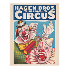 Cargar imagen en el visor de la galería, Digitally Restored and Enhanced 1900 Hagen Bros Circus Poster - Three Ring Show - Gilded Age American Traveling Entertainment - Archival Print
