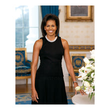 Load image into Gallery viewer, Digitally Restored and Enhanced 2009 Michelle Obama Print - First Lady Official Portrait - White House African American History - Archival Print
