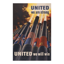 Cargar imagen en el visor de la galería, Digitally Restored and Enhanced 1943 United We Are Strong Poster - WWII Office of War Information - Home Front Unity Propaganda - Archival Print
