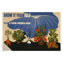 Load image into Gallery viewer, Digitally Restored and Enhanced 1941 WWII Victory Garden Poster - Grow It Yourself Farm Garden - World War II Home Front - Archival Print
