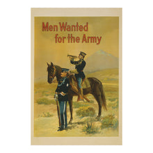 Cargar imagen en el visor de la galería, 1910 Army Cavalry Recruitment Poster - Men Wanted Soldier on Horseback - Pre WWI Equestrian Military - Archival Print
