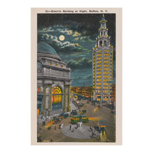 Load image into Gallery viewer, Digitally Restored and Enhanced 1920 Buffalo Electric Tower Photo - Night Skyline New York Architecture - Illuminated Landmark - Archival Print
