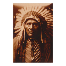 Load image into Gallery viewer, Digitally Restored and Enhanced 1905 Three Horses Portrait Print - Indigenous Headdress Plains Chief - Early American Photography - Archival Print
