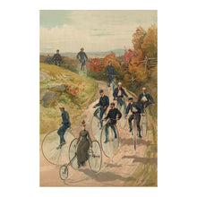 Load image into Gallery viewer, Digitally Restored and Enhanced 1887 Bicycling Print - Victorian High Wheel Tricycle Recreation - Gilded Age Cycling Sports - Archival Print
