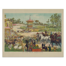 Cargar imagen en el visor de la galería, Digitally Restored and Enhanced 1894 At the Fair Grounds Print - Currier Ives County Fair Harness Racing Gilded Age - Agricultural Show - Archival Print
