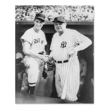 Load image into Gallery viewer, Digitally Restored and Enhanced 1943 Ted Williams and Babe Ruth Poster Photo Print - Vintage Photo of Babe Ruth &amp; Ted Williams in a Dugout on Fenway Park
