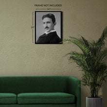 Load image into Gallery viewer, Digitally Restored and Enhanced 1900 Nicola Tesla Photo Print - Vintage Portrait Photo of Nicola Tesla - Old Photo of Inventor Nicola Tesla Poster Wall Art
