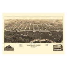 Load image into Gallery viewer, Digitally Restored and Enhanced 1883 Mandan North Dakota Map Poster - Old Bird&#39;s Eye View of Mandan City Morton County North Dakota State Map Wall Art

