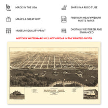 Cargar imagen en el visor de la galería, Digitally Restored and Enhanced 1883 Mandan North Dakota Map Poster - Old Bird&#39;s Eye View of Mandan City Morton County North Dakota State Map Wall Art
