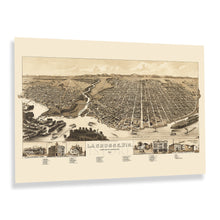 Load image into Gallery viewer, Digitally Restored and Enhanced 1887 La Crosse Wisconsin Map Poster - Vintage Bird&#39;s Eye View Perspective of La Crosse Map of Wisconsin Wall Art Print
