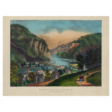 Cargar imagen en el visor de la galería, Digitally Restored and Enhanced 1856 View of Harpers Ferry Print - Currier Ives Potomac River Blue Ridge Mountains - Antebellum Era - Archival Print
