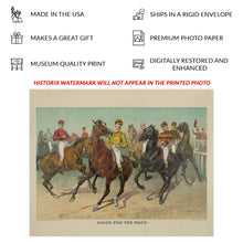 Cargar imagen en el visor de la galería, Digitally Restored and Enhanced 1893 Eager for the Race Print - Currier Ives Louis Maurer Thoroughbred Horse Racing - Gilded Age - Archival Print
