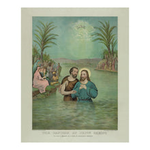 Cargar imagen en el visor de la galería, Digitally Restored and Enhanced 1893 Baptism of Jesus Christ Print - Currier Ives Biblical River Jordan Religious Art - Devotional - Archival Print
