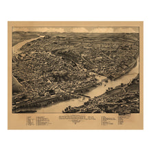 Cargar imagen en el visor de la galería, Digitally Restored and Enhanced 1881 Birds Eye View Sherbrooke Quebec Print - Eastern Townships Magog River Mill Town - Victorian Era - Archival Print
