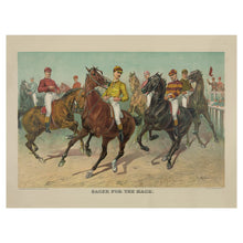 Cargar imagen en el visor de la galería, Digitally Restored and Enhanced 1893 Eager for the Race Print - Currier Ives Louis Maurer Thoroughbred Horse Racing - Gilded Age - Archival Print
