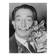 Load image into Gallery viewer, Digitally Restored and Enhanced 1965 Salvador Dali Photo - Surrealist Artist with Ocelot - St Regis Hotel New York Portrait - Archival Print
