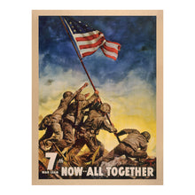Cargar imagen en el visor de la galería, Digitally Restored and Enhanced 1945 Seventh War Loan Poster - Now All Together WWII Treasury Bond - Home Front Victory Campaign - Archival Print
