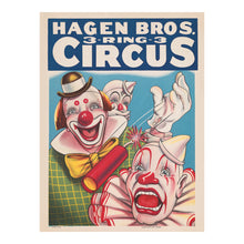 Cargar imagen en el visor de la galería, Digitally Restored and Enhanced 1900 Hagen Bros Circus Poster - Three Ring Show - Gilded Age American Traveling Entertainment - Archival Print
