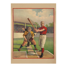 Cargar imagen en el visor de la galería, Digitally Restored and Enhanced 1895 Baseball Poster - Gilded Age Americas Pastime - Batter Pitcher Diamond Sports History - Archival Print
