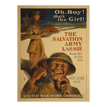 Load image into Gallery viewer, Digitally Restored and Enhanced 1918 WWI Salvation Army Poster - Oh Boy Thats the Girl Lassie - World War I Women Service - Archival Print
