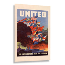 Cargar imagen en el visor de la galería, Digitally Restored and Enhanced 1943 Allied Nations Flags Poster - WWII Home Front - Patriotic War Effort Art - United States Wartime Graphics
