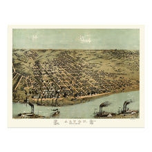 Load image into Gallery viewer, Digitally Restored and Enhanced 1867 Alton Illinois Map Poster - Bird&#39;s Eye View Map of Illinois Poster - Vintage Alton Madison County Illinois Map Print
