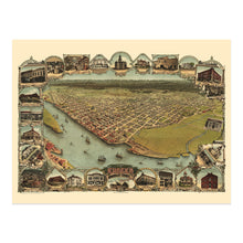 Load image into Gallery viewer, Digitally Restored and Enhanced 1902 Eureka California Map Poster - Old Bird&#39;s Eye View of Eureka Humboldt County Map of California Poster Wall Art Print
