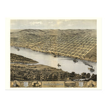 Load image into Gallery viewer, Digitally Restored and Enhanced 1869 Leavenworth Kansas Map Print - Vintage Bird&#39;s Eye View of Leavenworth City Map of Kansas State Wall Art Poster
