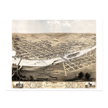 Load image into Gallery viewer, Digitally Restored and Enhanced 1868 Cedar Rapids &amp; Kingston City Linn County Iowa Map Print - Vintage Bird&#39;s Eye View Map of Iowa Wall Art Poster

