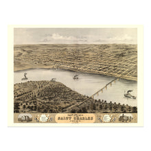 Load image into Gallery viewer, Digitally Restored and Enhanced 1869 Saint Charles Missouri Map Poster - Old Bird&#39;s Eye View Map of St Charles MO - Vintage Map of Missouri Wall Art Print

