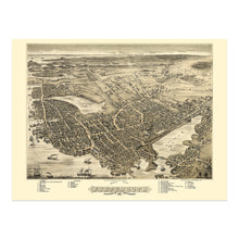 Load image into Gallery viewer, Digitally Restored and Enhanced 1877 Portsmouth New Hampshire Map Print - Vintage Bird&#39;s Eye View of Portsmouth City Rockingham County NH Map Poster
