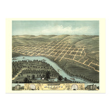 Load image into Gallery viewer, Digitally Restored and Enhanced 1870 Mankato City Blue Earth County Minnesota Map Poster - Vintage Bird&#39;s Eye View Map of Minnesota Poster Wall Art Print

