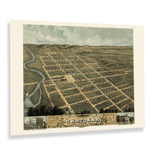 Load image into Gallery viewer, Digitally Restored and Enhanced 1870 Owatonna Minnesota Map Print - Historic Bird&#39;s Eye View of Owatonna Steele County Map of Minnesota Poster Wall Art
