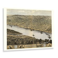 Cargar imagen en el visor de la galería, Digitally Restored and Enhanced 1869 Leavenworth Kansas Map Print - Vintage Bird&#39;s Eye View of Leavenworth City Map of Kansas State Wall Art Poster
