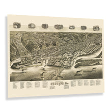 Cargar imagen en el visor de la galería, Digitally Restored and Enhanced 1889 Dubuque Iowa Map Poster - Vintage Perspective Map of Dubuque City Iowa Poster Print - History Map of Iowa Wall Art
