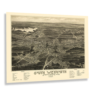 Digitally Restored and Enhanced 1885 South Weymouth Massachusetts Map Poster - Vintage South Weymouth Norfolk County Map of Massachusetts Wall Art Print