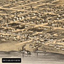 Load image into Gallery viewer, Digitally Restored and Enhanced 1869 Saint Charles Missouri Map Poster - Old Bird&#39;s Eye View Map of St Charles MO - Vintage Map of Missouri Wall Art Print
