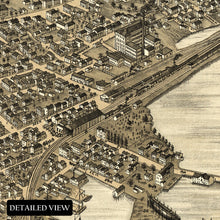 Cargar imagen en el visor de la galería, Digitally Restored and Enhanced 1877 Portsmouth New Hampshire Map Print - Vintage Bird&#39;s Eye View of Portsmouth City Rockingham County NH Map Poster
