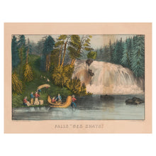 Load image into Gallery viewer, Digitally Restored and Enhanced 1856 Falls Des Chats Ottawa River Print - Currier Ives Canada Fur Trade Voyageurs - Ontario Quebec - Archival Print
